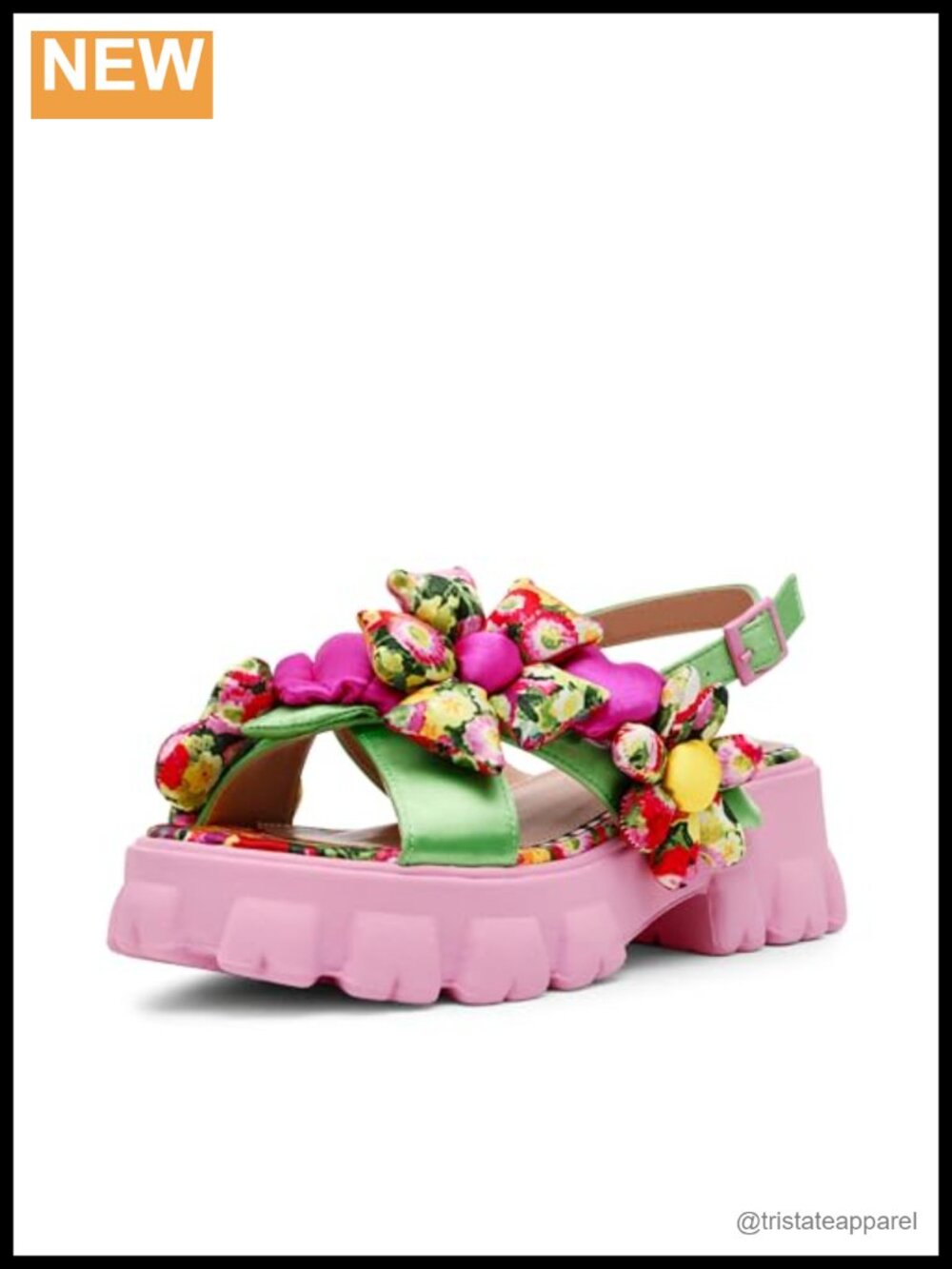 Wedge Sandal Floral PU Ankle Strap Buckle